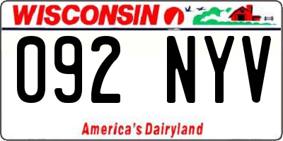 WI license plate 092NYV