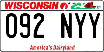 WI license plate 092NYY