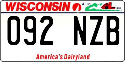 WI license plate 092NZB