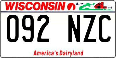 WI license plate 092NZC