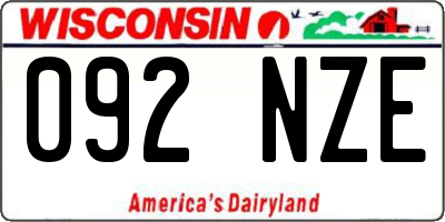 WI license plate 092NZE