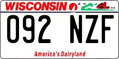 WI license plate 092NZF