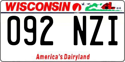 WI license plate 092NZI