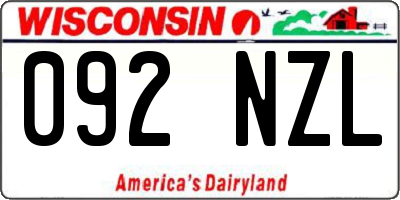 WI license plate 092NZL