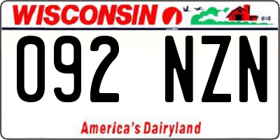 WI license plate 092NZN