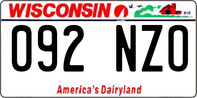 WI license plate 092NZO