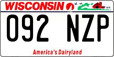 WI license plate 092NZP