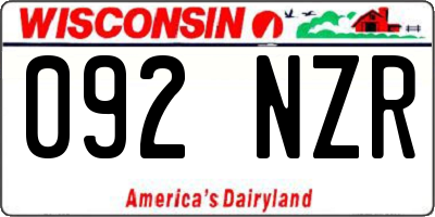 WI license plate 092NZR