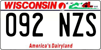 WI license plate 092NZS