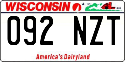 WI license plate 092NZT