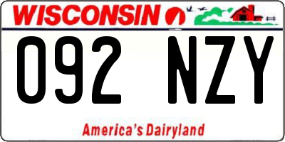 WI license plate 092NZY