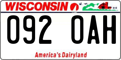 WI license plate 092OAH