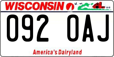 WI license plate 092OAJ