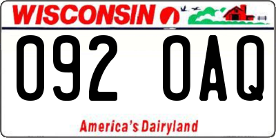 WI license plate 092OAQ