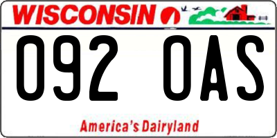 WI license plate 092OAS