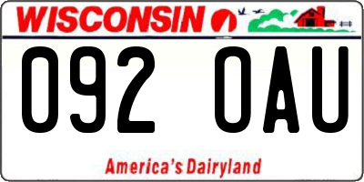 WI license plate 092OAU