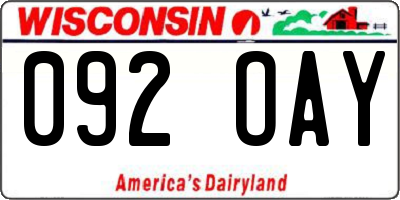 WI license plate 092OAY