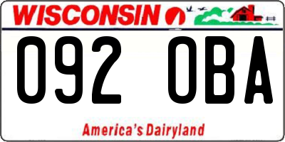 WI license plate 092OBA