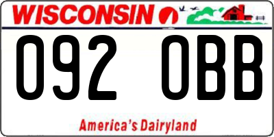 WI license plate 092OBB