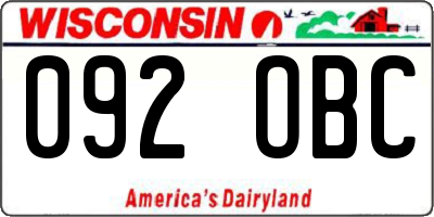 WI license plate 092OBC