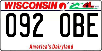 WI license plate 092OBE