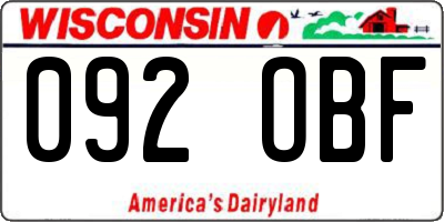 WI license plate 092OBF