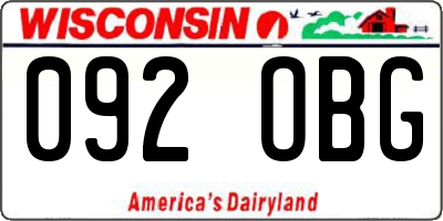 WI license plate 092OBG