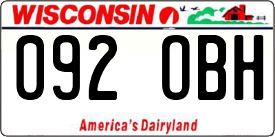 WI license plate 092OBH