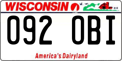 WI license plate 092OBI