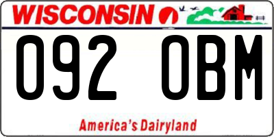 WI license plate 092OBM