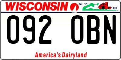 WI license plate 092OBN