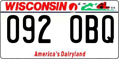 WI license plate 092OBQ