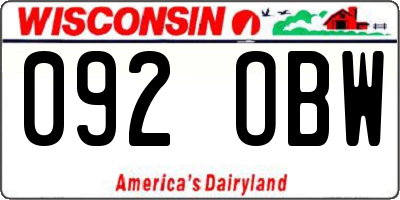 WI license plate 092OBW