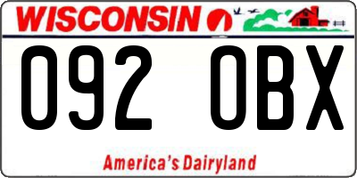 WI license plate 092OBX