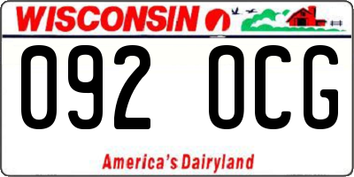 WI license plate 092OCG