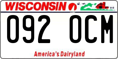 WI license plate 092OCM