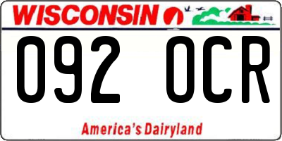 WI license plate 092OCR