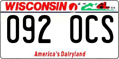 WI license plate 092OCS