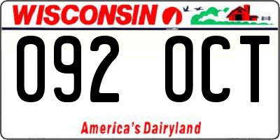 WI license plate 092OCT