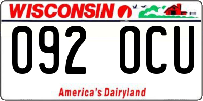WI license plate 092OCU