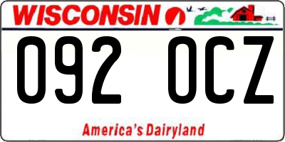 WI license plate 092OCZ