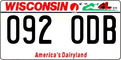 WI license plate 092ODB