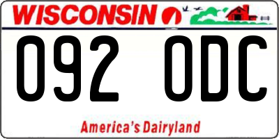 WI license plate 092ODC