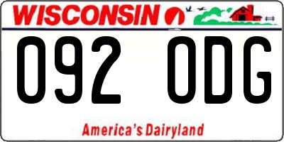 WI license plate 092ODG