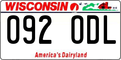 WI license plate 092ODL