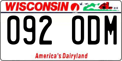 WI license plate 092ODM