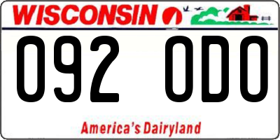 WI license plate 092ODO