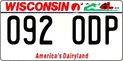 WI license plate 092ODP