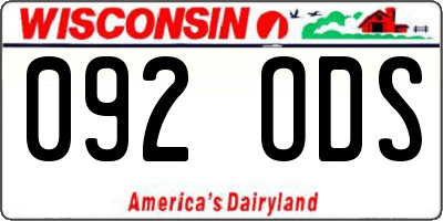 WI license plate 092ODS