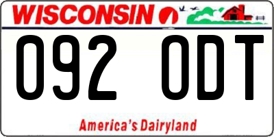 WI license plate 092ODT